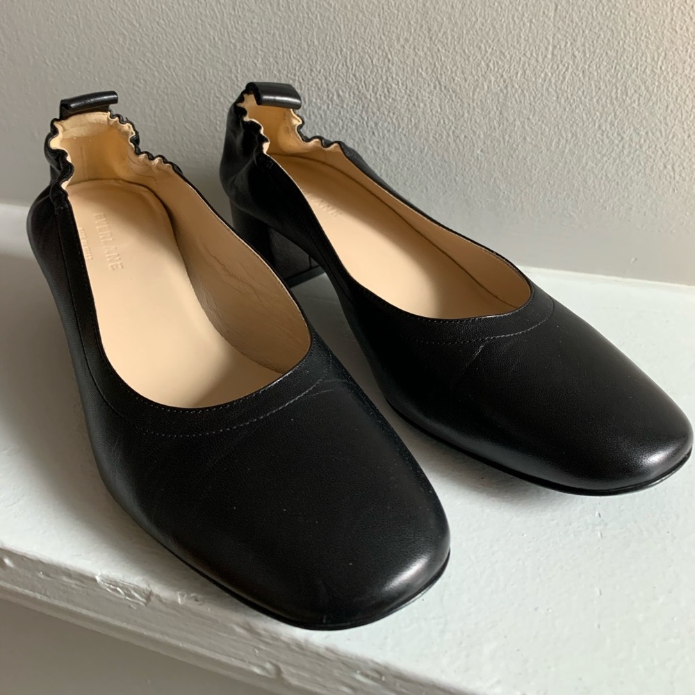 The Day Heel in black leather- barely worn